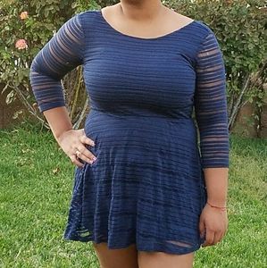 Lily Rose Dress w/Striped Mesh Overlay Size L